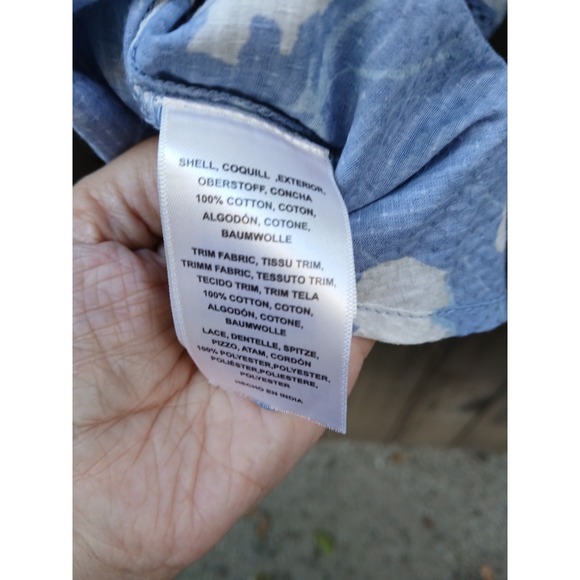 Anthropologie Vanessa Virginia Womens Blue White Floral Marisa‎ Blouse Size 10 - Picture 6 of 9